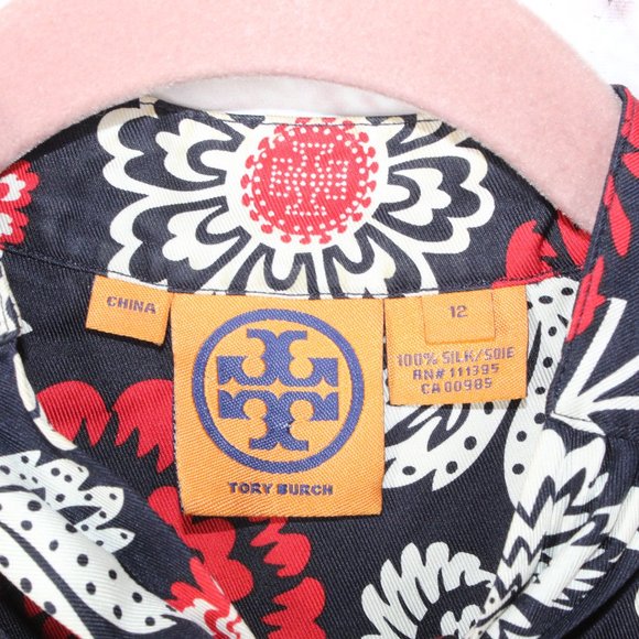 Tory Burch Multicolor Floral Sleeveless Button Down Silk Tops Size 12 - Picture 4 of 9